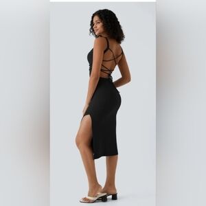 NWT HALARA Black Backless Strappy Dress L